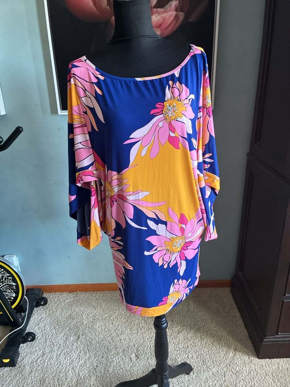 Trina Turk Breeze Floral Print Caftan Swim Cover-Up Tunic A543